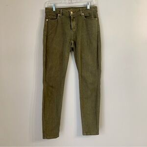 𝅺MICHAEL Kors Izzy Skinny Jeans Safari Green With Gold Woman’s pants Size 4
